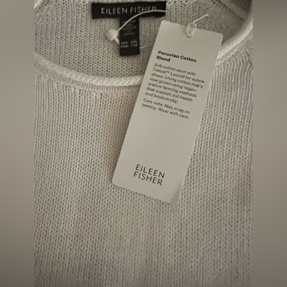 NWT $198 Eileen Fisher White Raglan Sleeve Sweater Size XXS Cotton - Picture 4 of 11